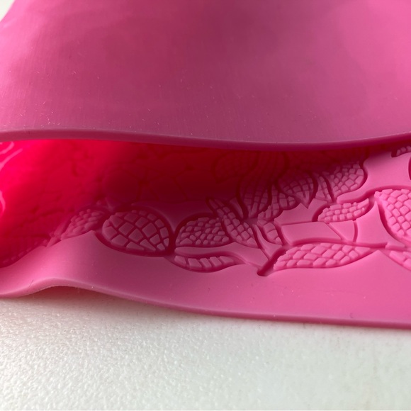 Silicone Fondant Mat Impression Lace Mold Pink Rose Cake Cupcakes Embossing   - Picture 2 of 5